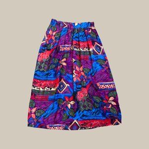 Vintage Norton McNaughton Colorful Tribal Floral Pleated Skirt